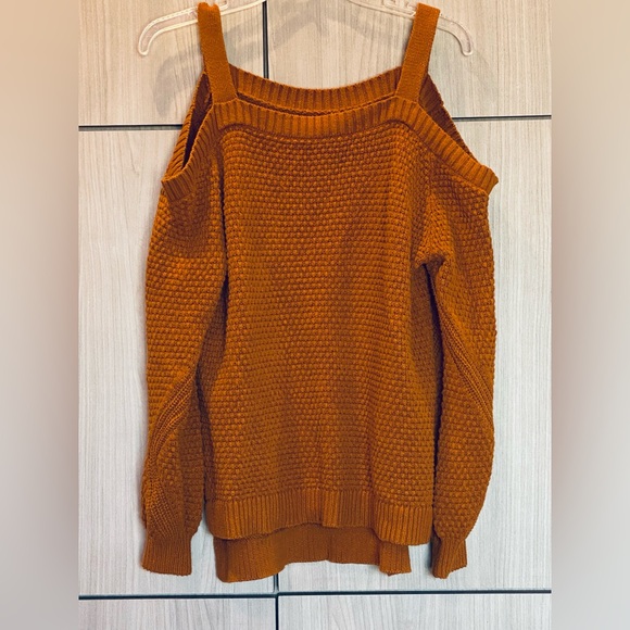 Maurices Sweaters - Maurices Open Shoulder Sweater Burnt Orange / Rust Colored Textured Weave Medium